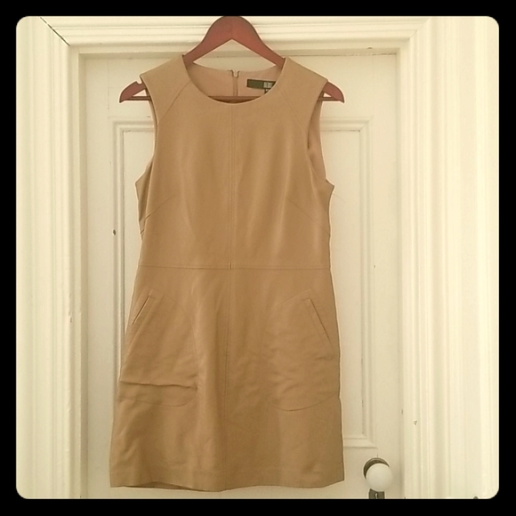 Tan faux leather sleeveless dress - Picture 1 of 4